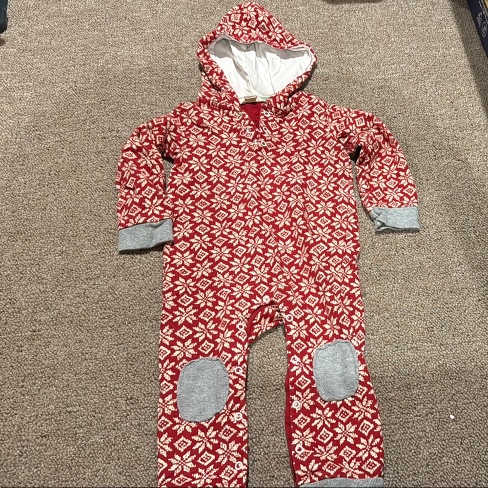 Burt's Bees Baby Red and White Hooded One Piece